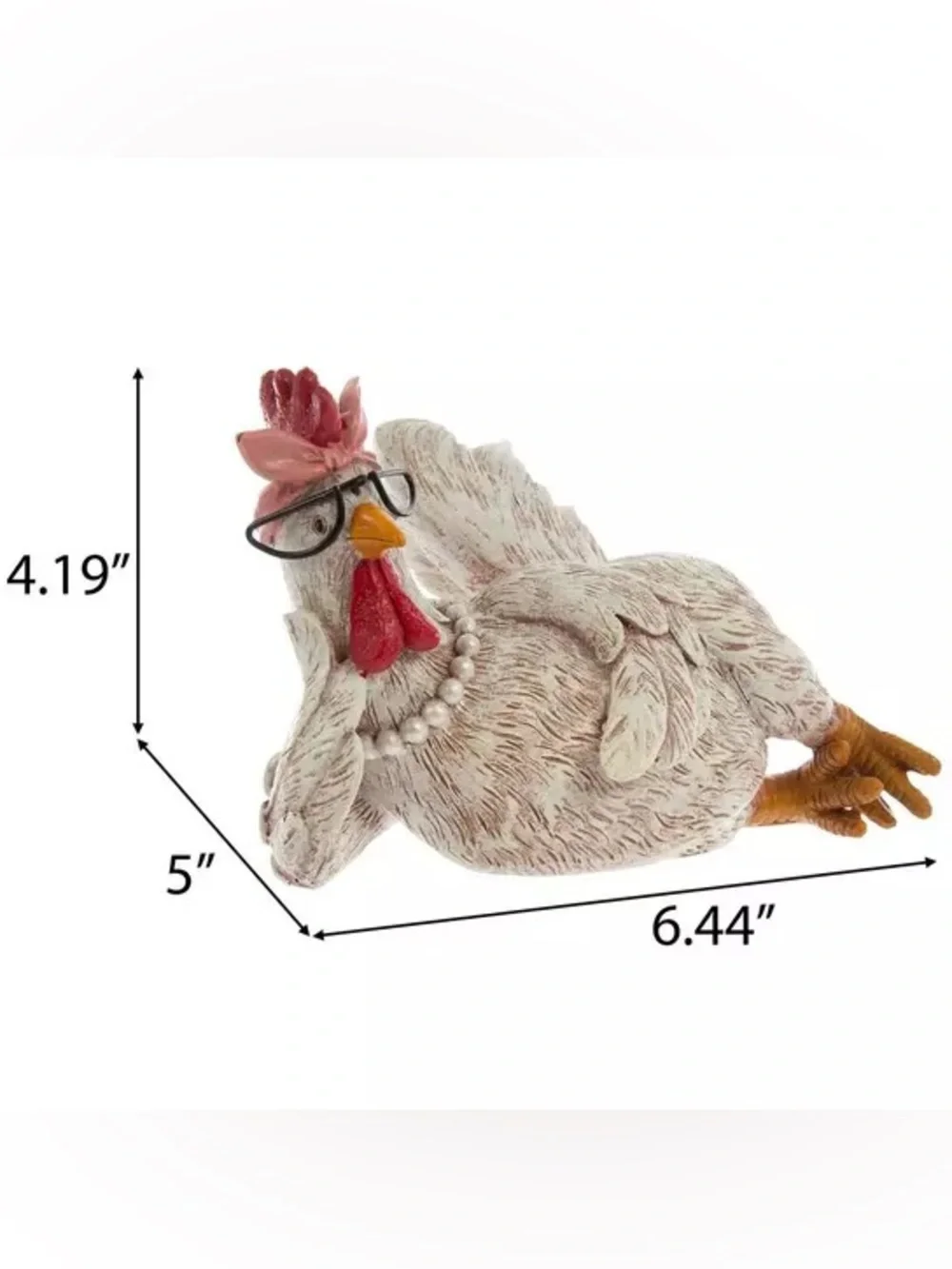 Hen With Glasses & Pearls Figurin